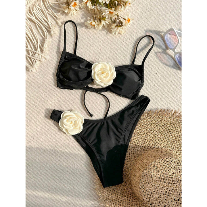 Dame Elegant Bikini med floral dekoration Skovae