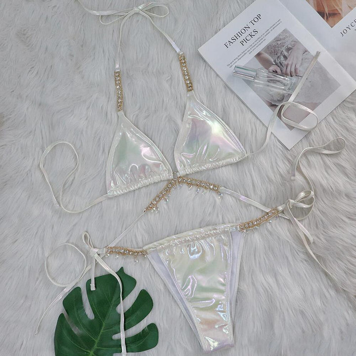 Dame iriserende perle triangle bikini sæt Stilla