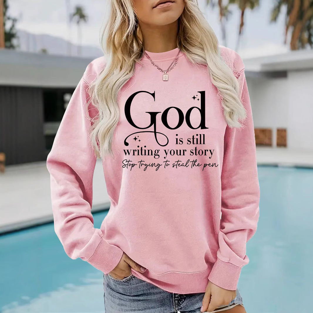 Kvinders sweatshirt med inspirerende skrifter Stilla