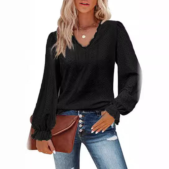 Dame elegant bluse med broderidetaljer Stilla