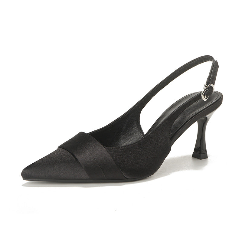Dame Sling-Pumps med elegant satin-overflade og raffineret hæl højde Stilla
