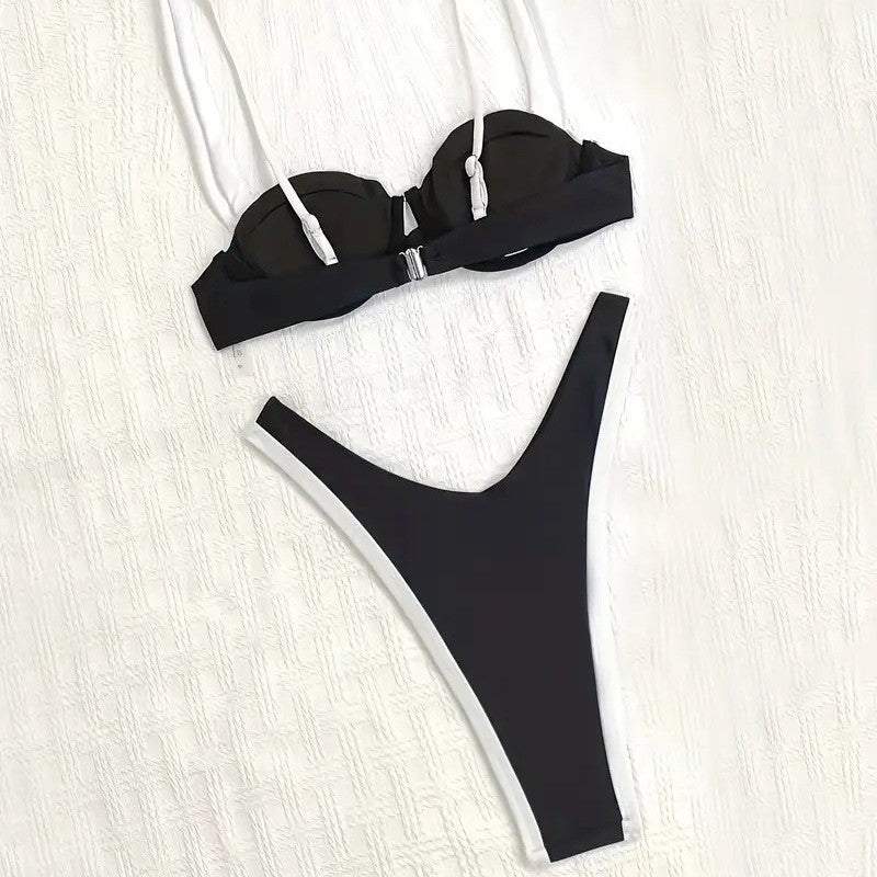 Dame Modern Contrast Trekant-Bikini-Sæt Stilla