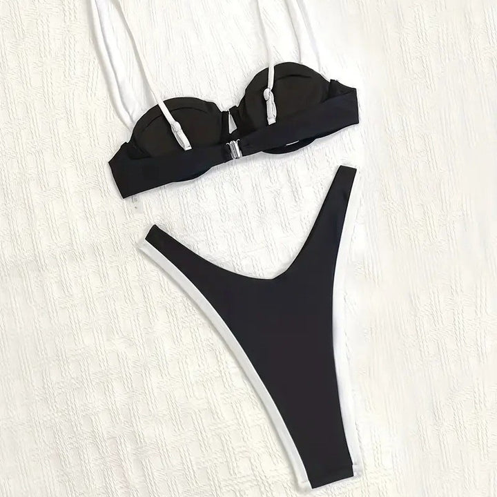 Dame Modern Contrast Trekant-Bikini-Sæt Stilla