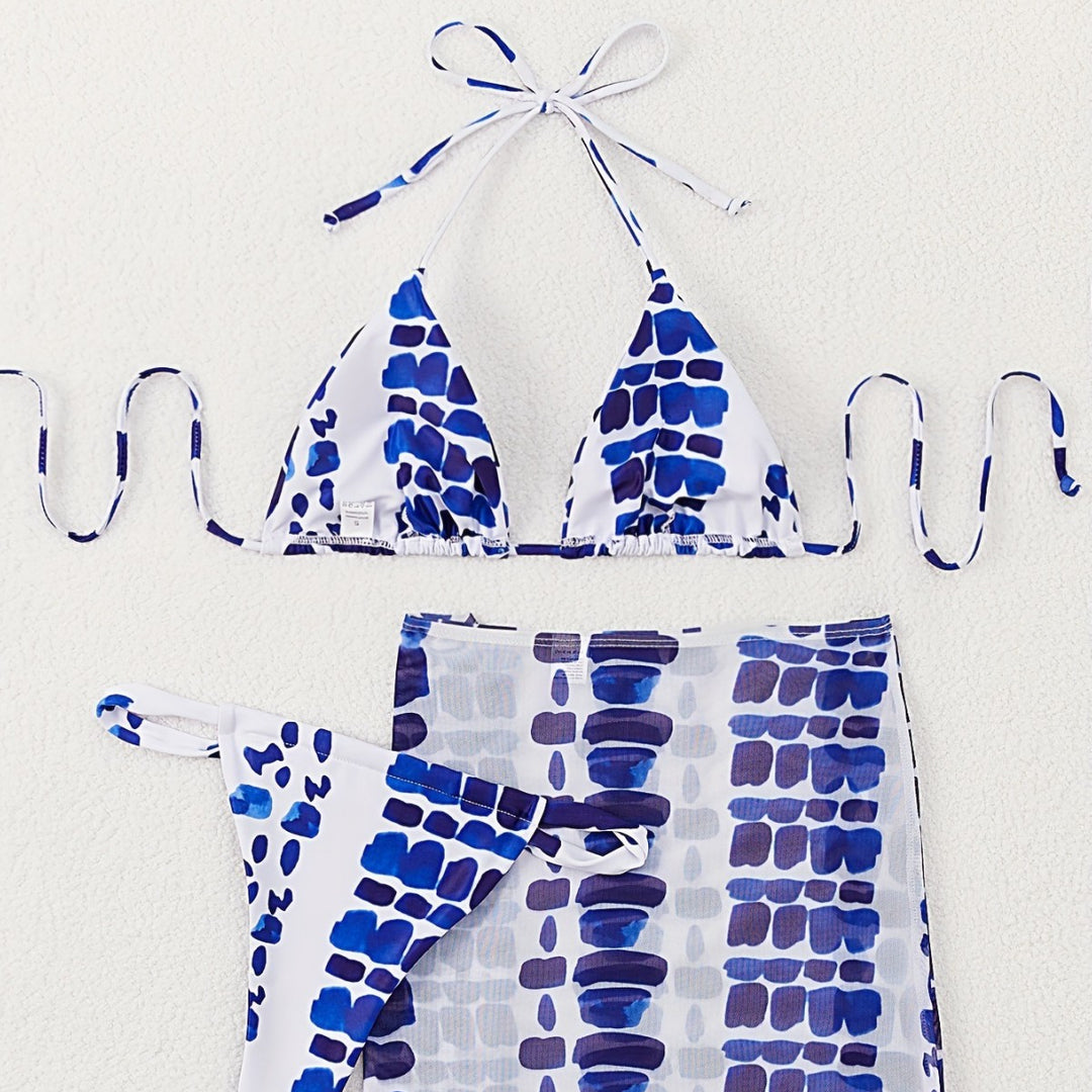 Dame Triangel-Bikini med fashionable overrock Stilla