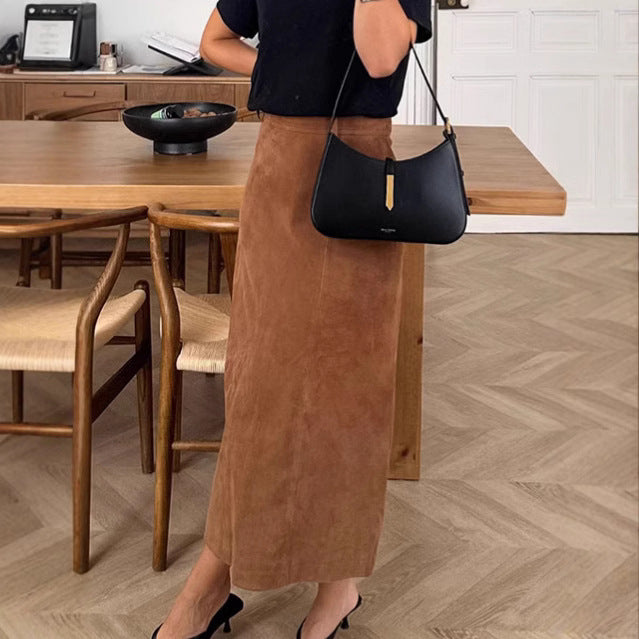 Dame Maxiskørt i kvalitets kunstlæder med elegant design Stilla