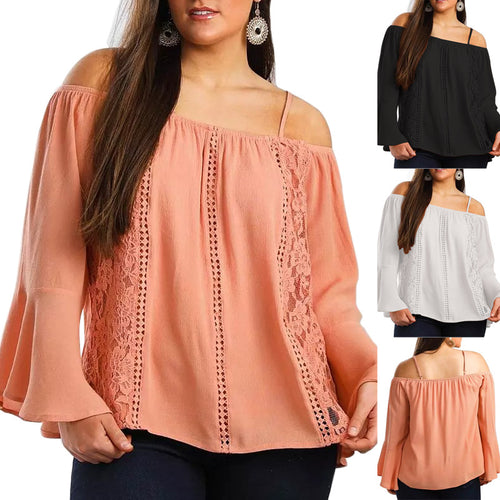 Dame Offshoulder Bluse med spidse accenter og vide ærmer Stilla