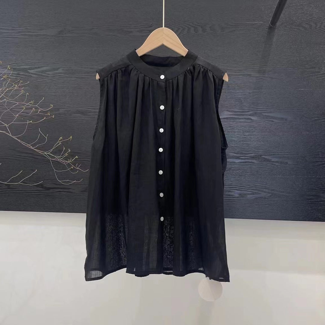 Femme Let Button-Up Bluse med Flydende Ærmer Stilla