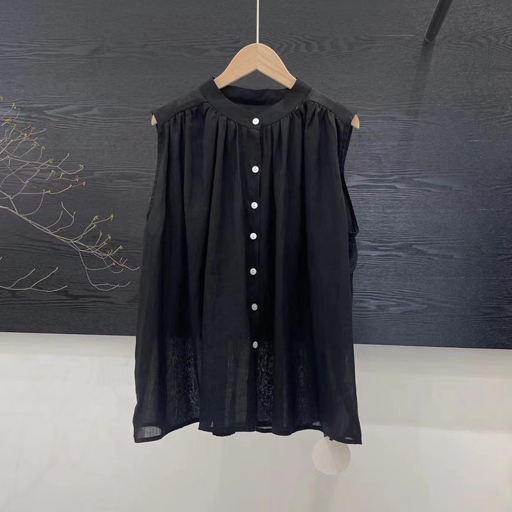 Femme Let Button-Up Bluse med Flydende Ærmer Stilla