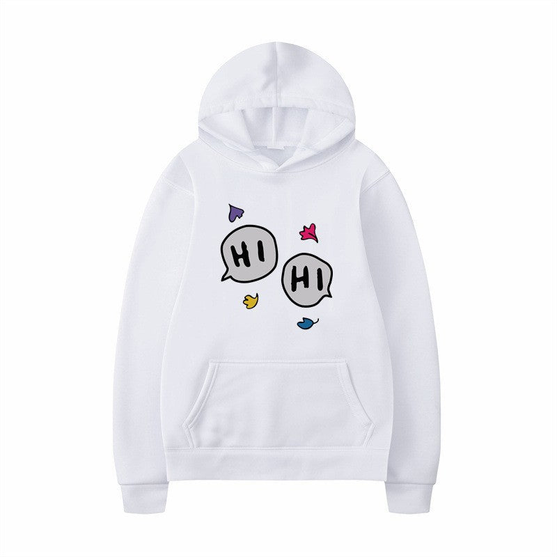 Dame hoodie med kreativt tegneserie design og kenguru lomme Skovae