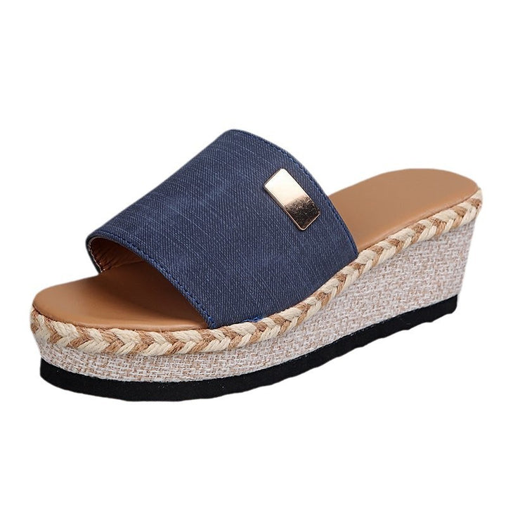 Dame Plateau-Sandaler med trendy Bast-design Stilla