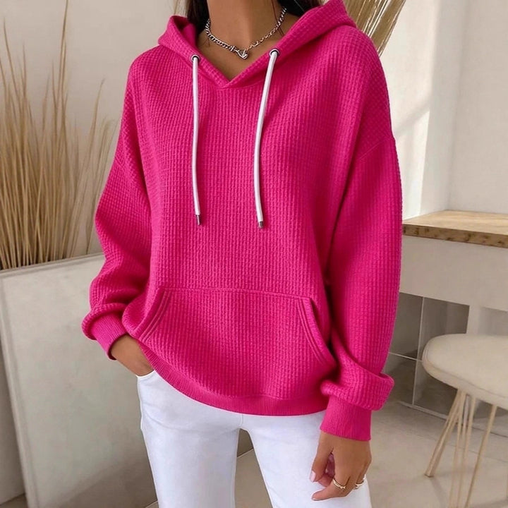 Dame casual hoodie med tekstureret stof Stilla