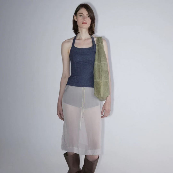 Dame Halterneck Denim Top Stilla