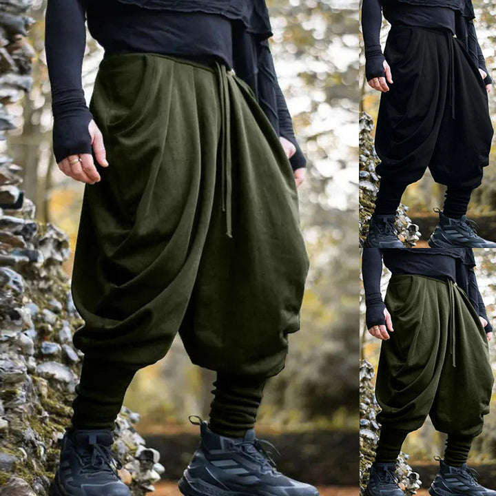 Herrer nan avantgarde harem bukser med indpakningsfront elastisk talje og smal underben Skovae