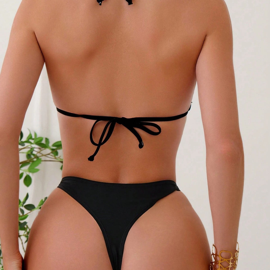 Dame bikini-sæt med justerbare stropper og fashionable ringdetaljer Skovae