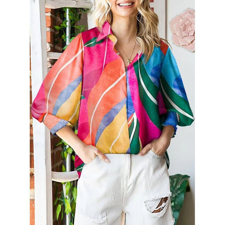 Dame Floral Print Button-Up Bluse Stilla