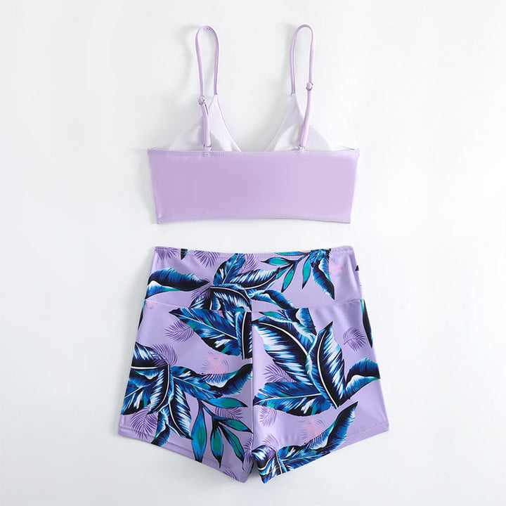 Dame bikini-sæt med afslappet crop-top og forkortede shorts Skovae