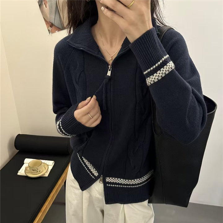 Kvinderne cardigan med elegant lynlås og tekstureret kabelmønster Stilla