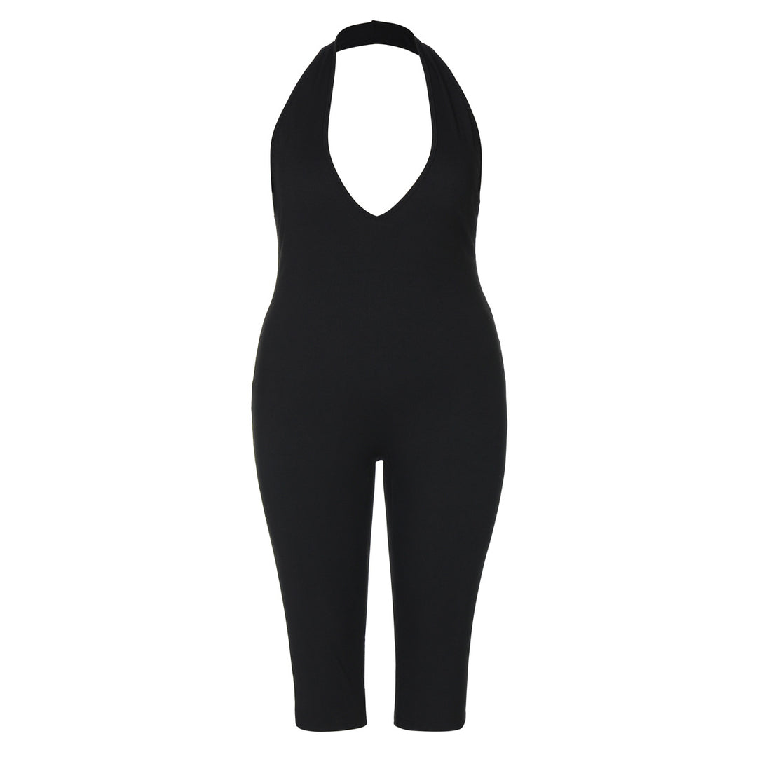 Damer Elegant gulvlængde Jumpsuit med dyb V-hals Skovae