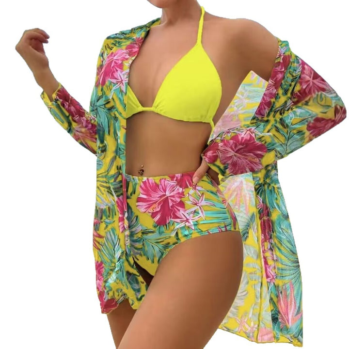 Dame bikiniset med blomsteroverdel Stilla