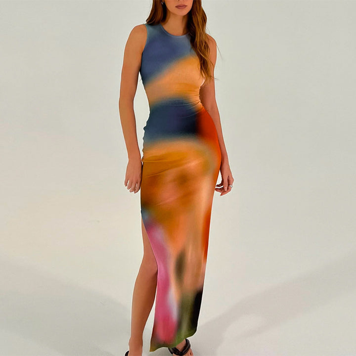 Dame Maxi Bodycon Kjole med Farvegradient-Design Stilla