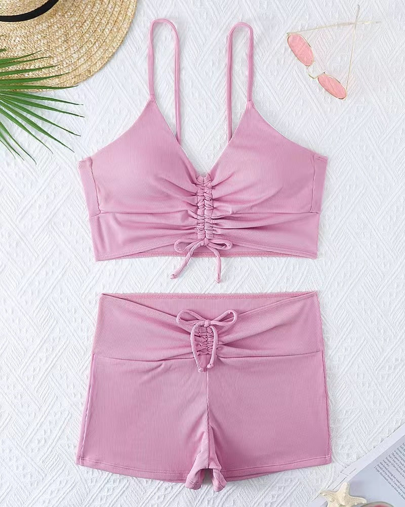 Dame bikini med blomstret flæse design og justerbare stropper Skovae