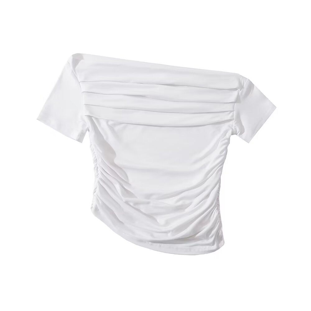 damer elegant overdel med raffinerede folder og smart off-shoulder design Stilla