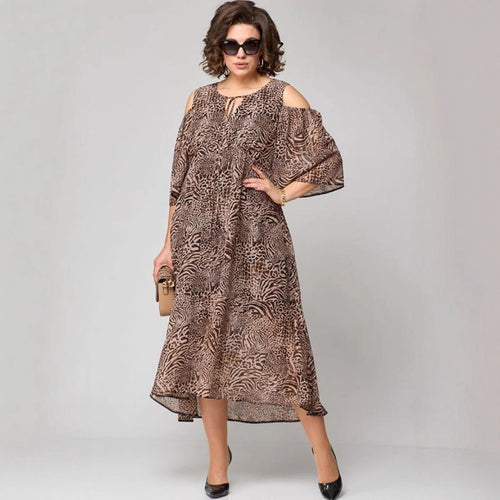 Kvinder Elegant Cold-Shoulder Midi Kjole Stilla