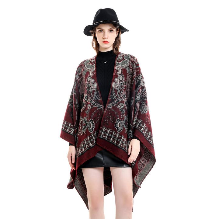 Dame Elegant Poncho med Kunstnerisk Blomster Mønster og Luksuriøst Feel Skovae