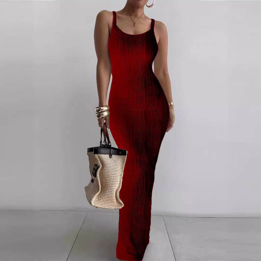 Dame Stilfulde Rib Maxi Kjole Stilla