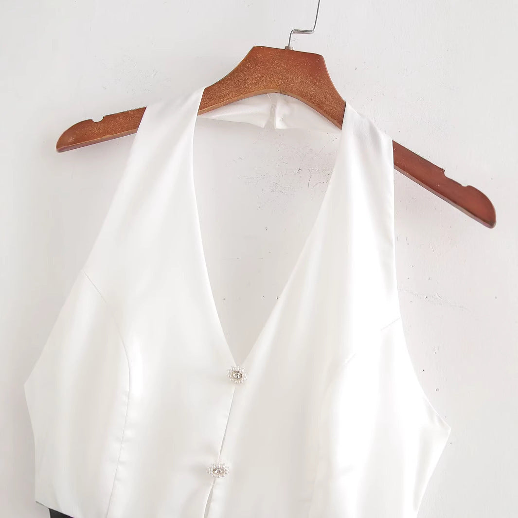 Dame Halter Neck Maxi Kjole med lagdelt Skørt Stilla