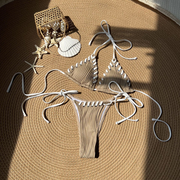Dame Bikini-sæt med raffinerede ribdetaljer og innovative snøringer Stilla