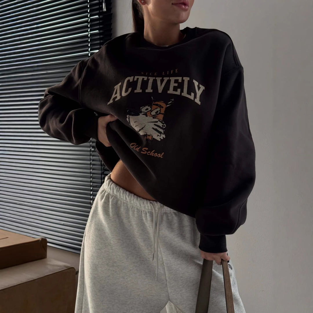 Kvinders afslappede sweatshirt med markant vintage design og behagelig pasform Stilla