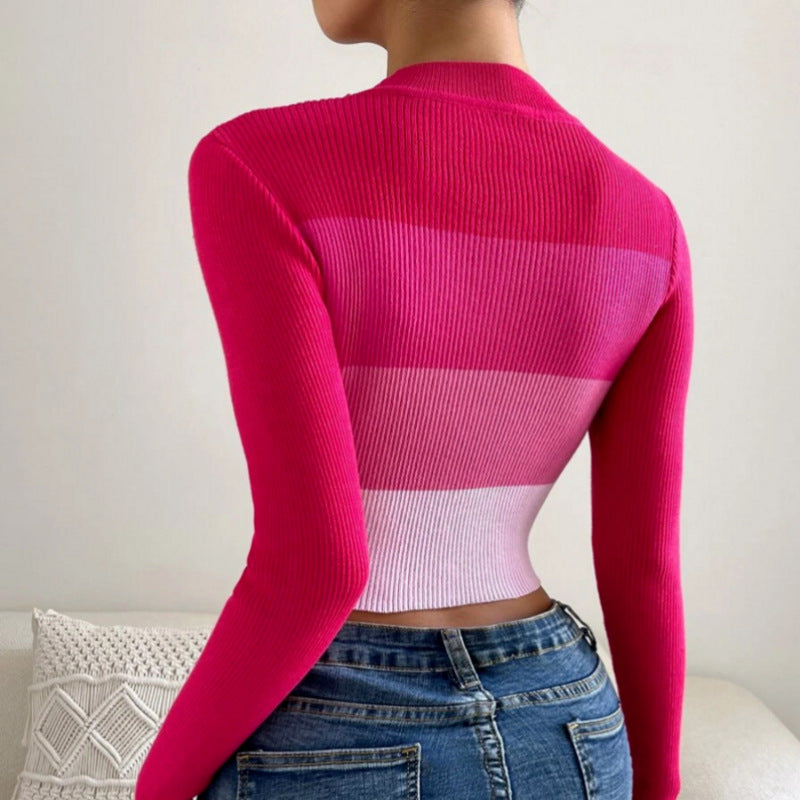 Femme Langærmet Ribbet Cropped Top Stilla