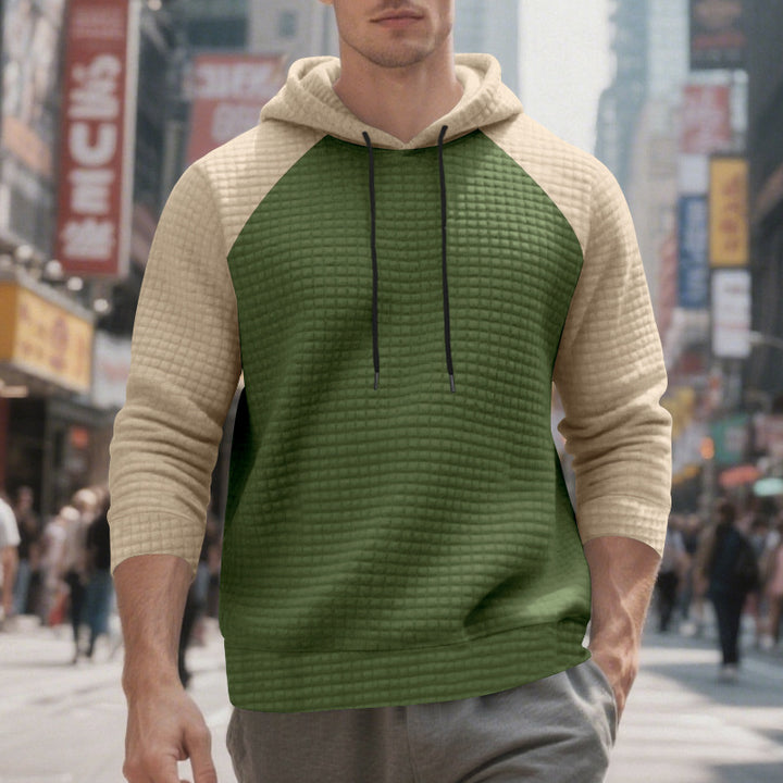 Herre nan quilted hoodie med raglanærmer og snoretræk Skovae