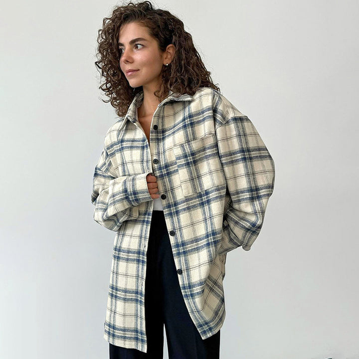 Dame Oversized Skovræmmede skjorte i høj kvalitet flannel Stilla