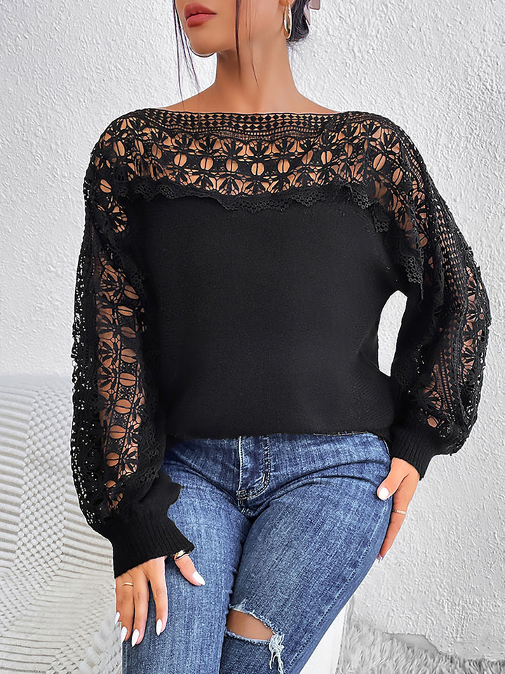 Dame Elegant Spids-Overlay Pullover Stilla