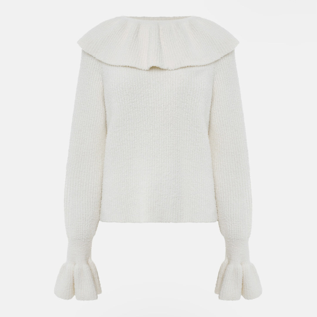 Kvinder Cozy Strikket Sweater med Flæseærmer Stilla