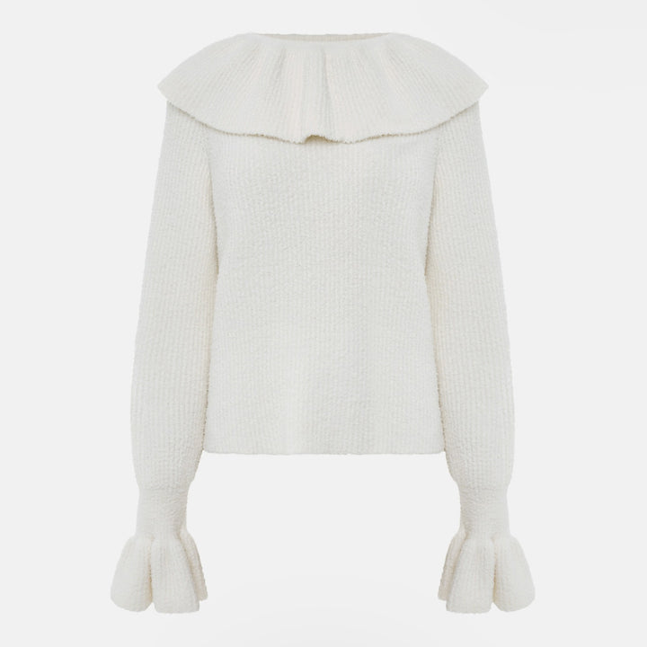 Kvinder Cozy Strikket Sweater med Flæseærmer Stilla