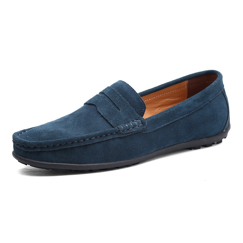 Herrer nan elegant wildlæder loafers med håndsyet moresyning og skridsikker gummiprofil sål Skovae