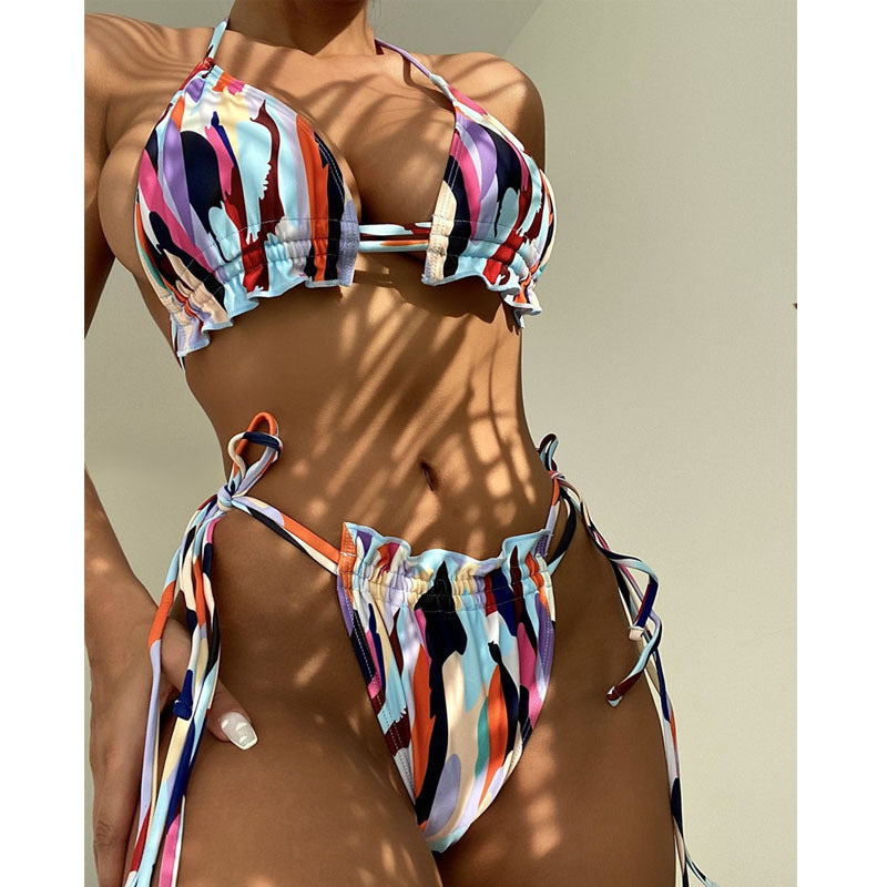 Dame Triangel-Bikini med justerbare rynkedetaljer Skovae
