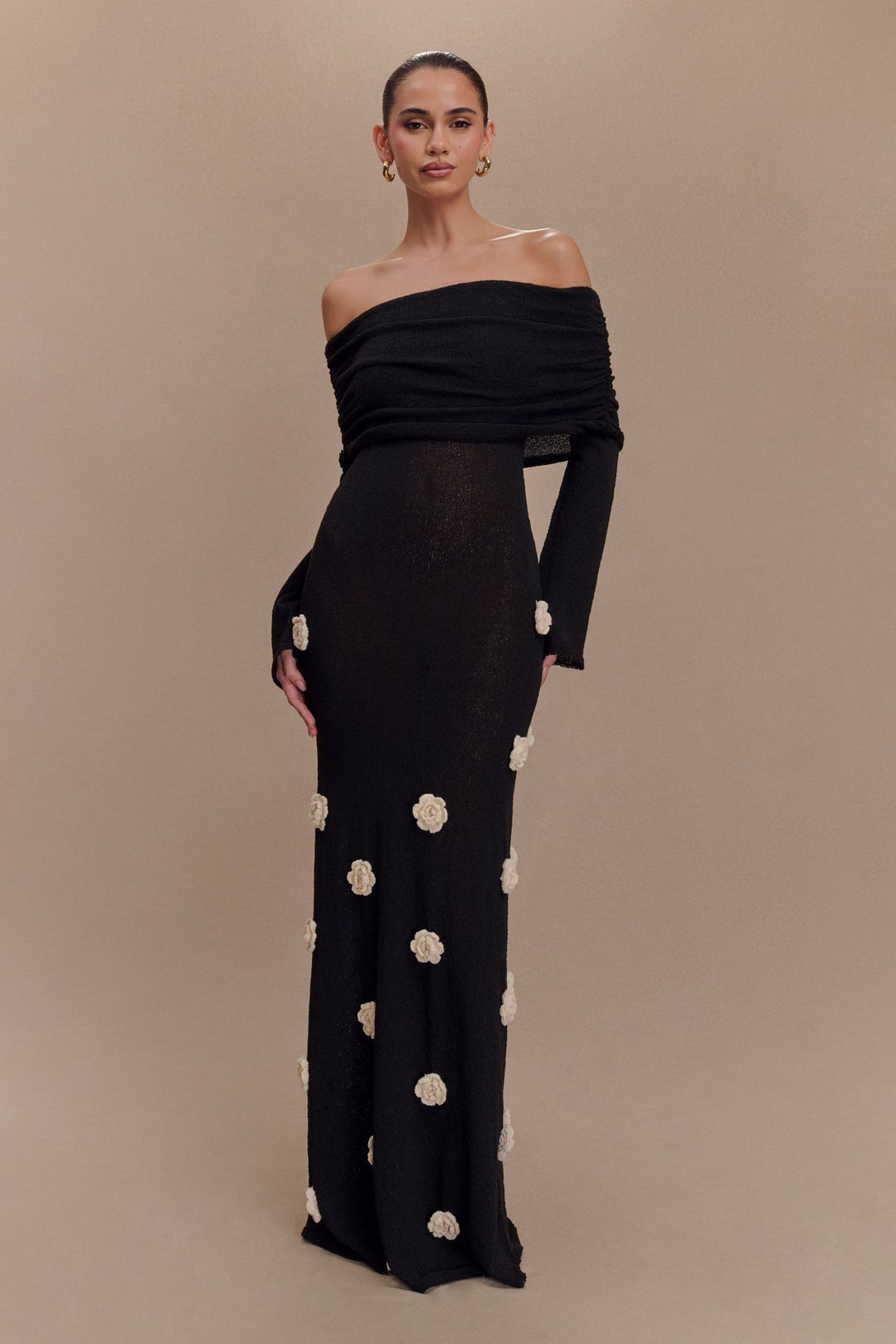 Kvinder Elegant Off-Shoulder Blomsterkjole Maxi Stilla