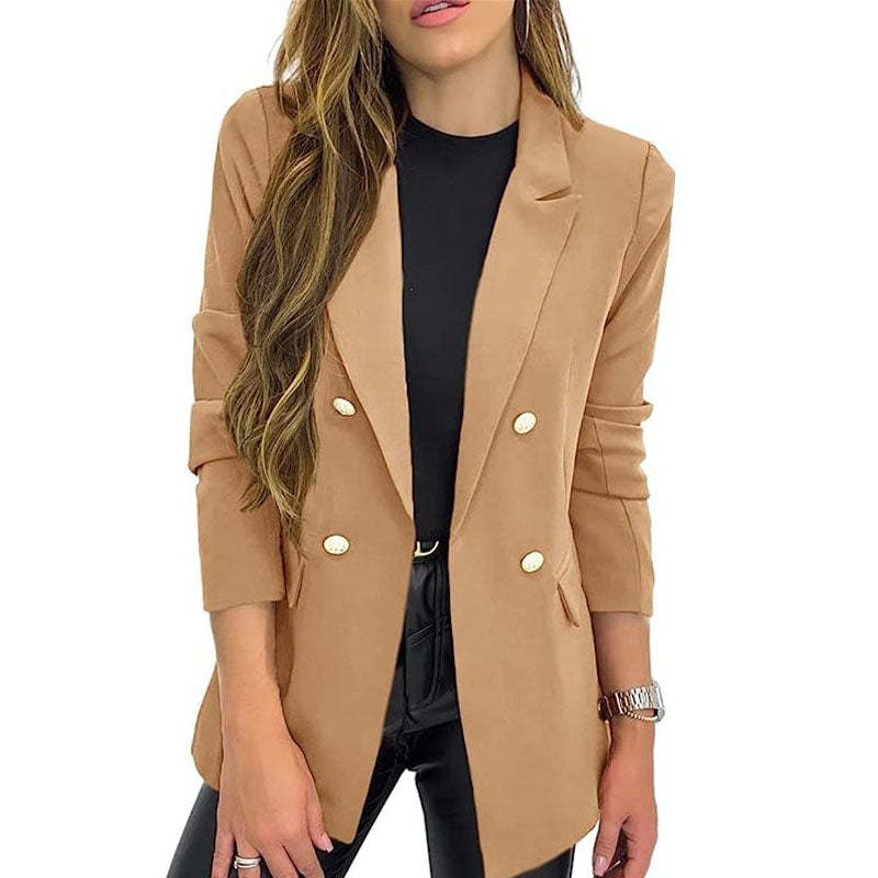 Dame elegant blazer med dobbelt knaplukning og struktureret snit Stilla