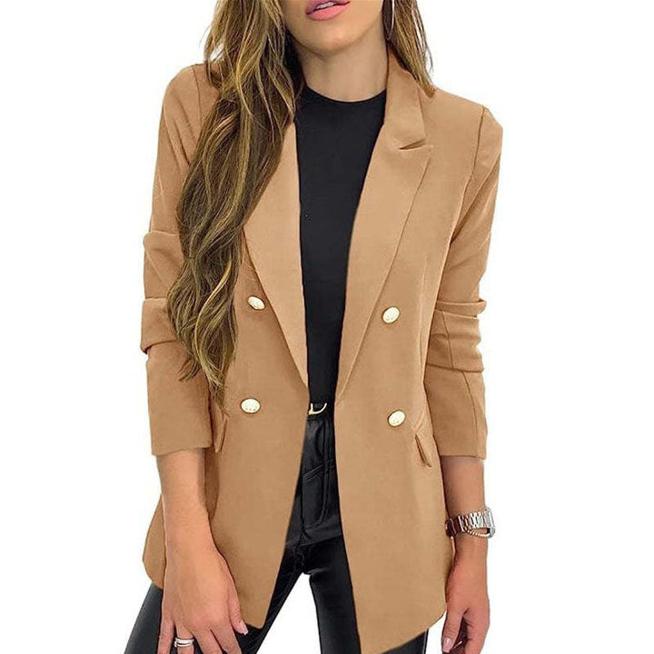 Dame elegant blazer med dobbelt knaplukning og struktureret snit Stilla