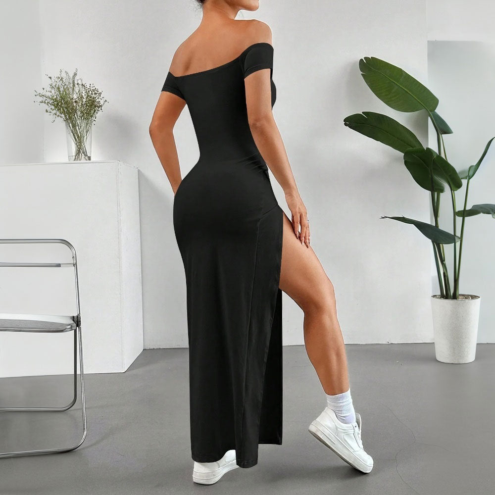 Kvinders maxi kjole med off-the-shoulder skæring og høj slids Stilla