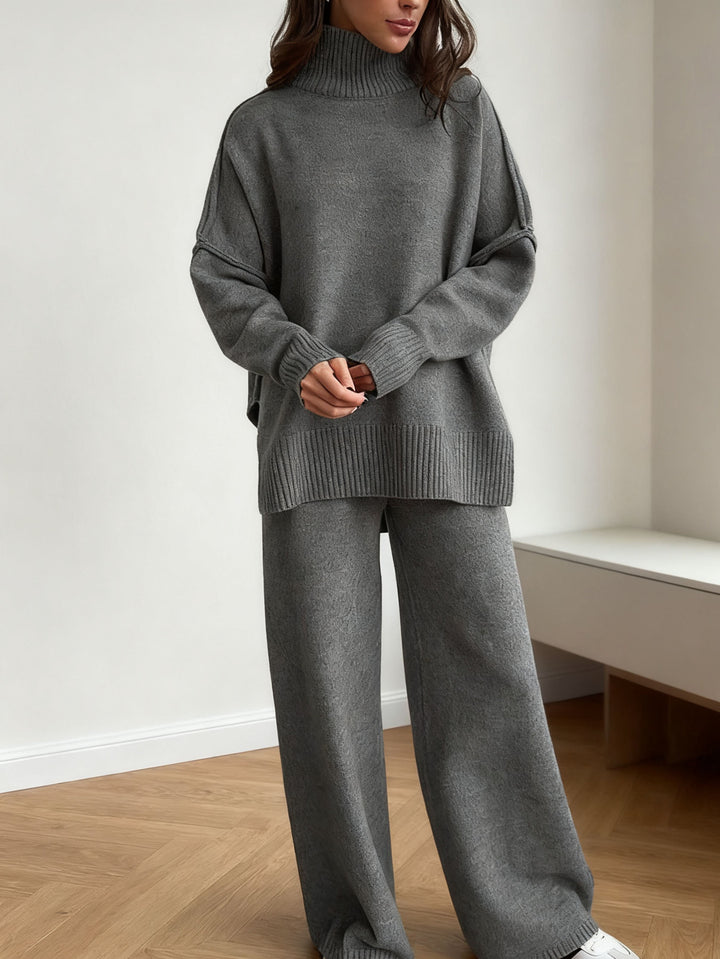 Kvinders hyggelige strikket jumpsuit med høj krave og løs pasform Skovae