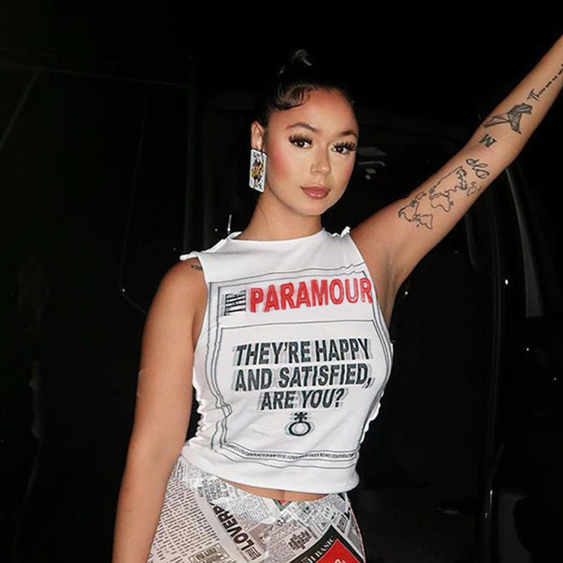 Dame Grafiktryk Ermeløst Crop-Top Stilla 1751515815