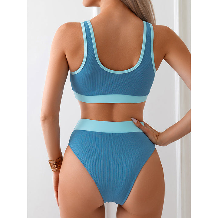 Dame højt skåret bikini-sæt med sporty design Skovae