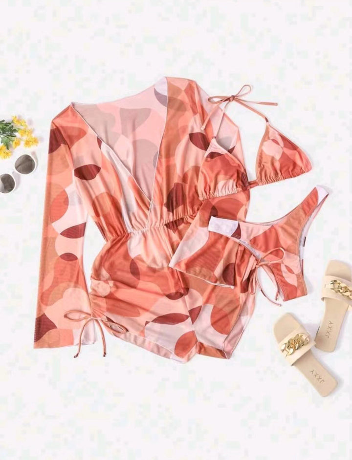 Damel Wrap-swimwear med lange ærmer og moderne mønster Skovae