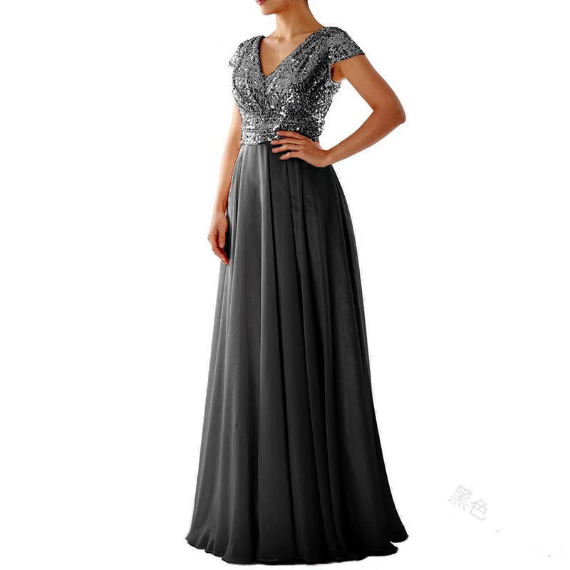 Stilla | Glitrende Pailletter Elegant Chiffon Aftenkjole