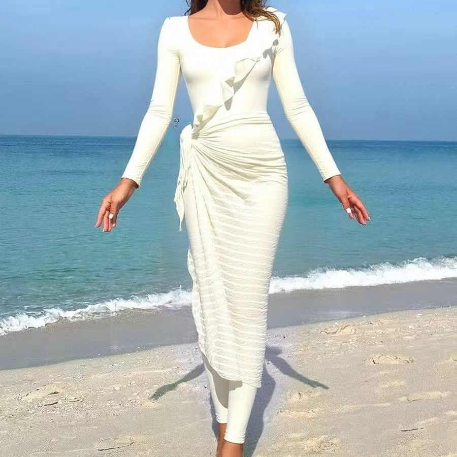 Dame Elegant sommerkjole med indpakningslook Skovae